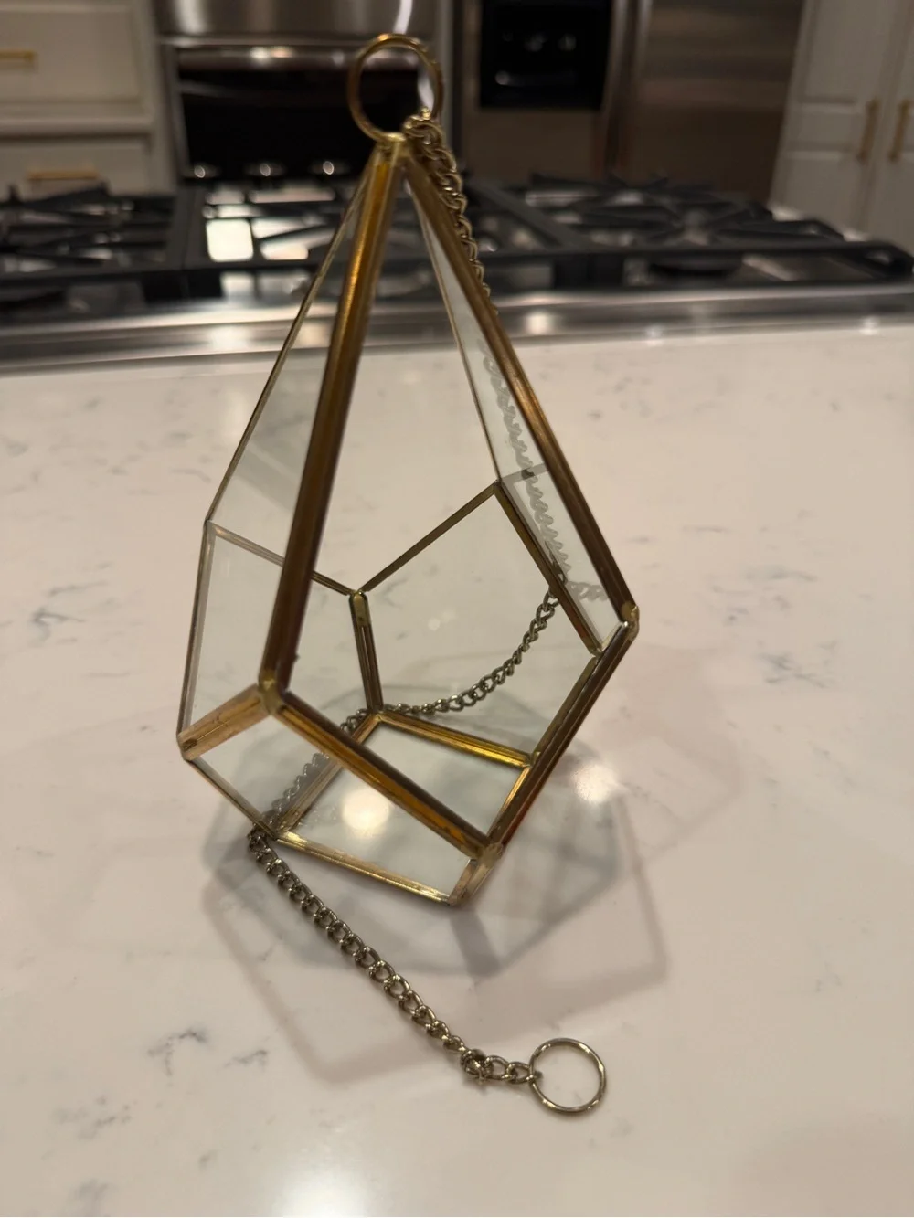 Geometric Triangle Glass Terrarium Hanging Planter for Succulents & Air Plants